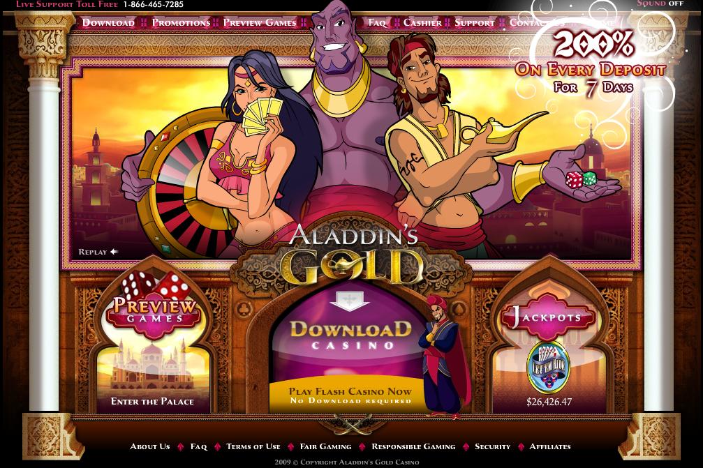 Aladdins Gold Casino Homepage