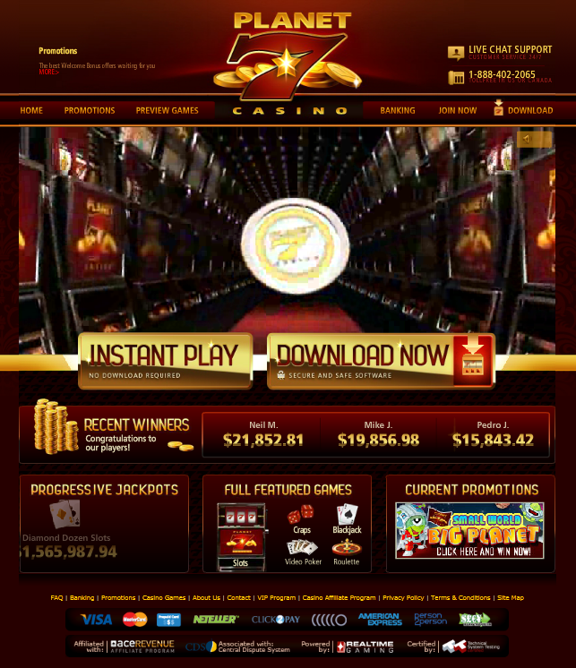 Planet 7 Casino Homepage